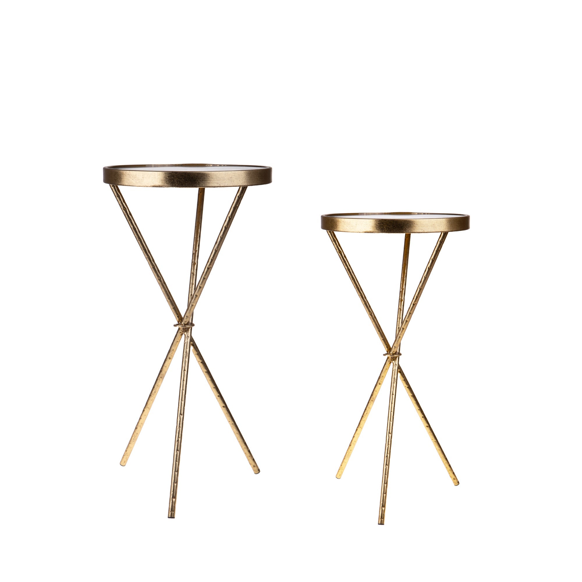 Set 2 Tavolini Rotondi 36 x 71 cm Specchio