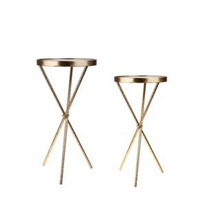 Set 2 Tavolini Rotondi 36 x 71 cm Specchio