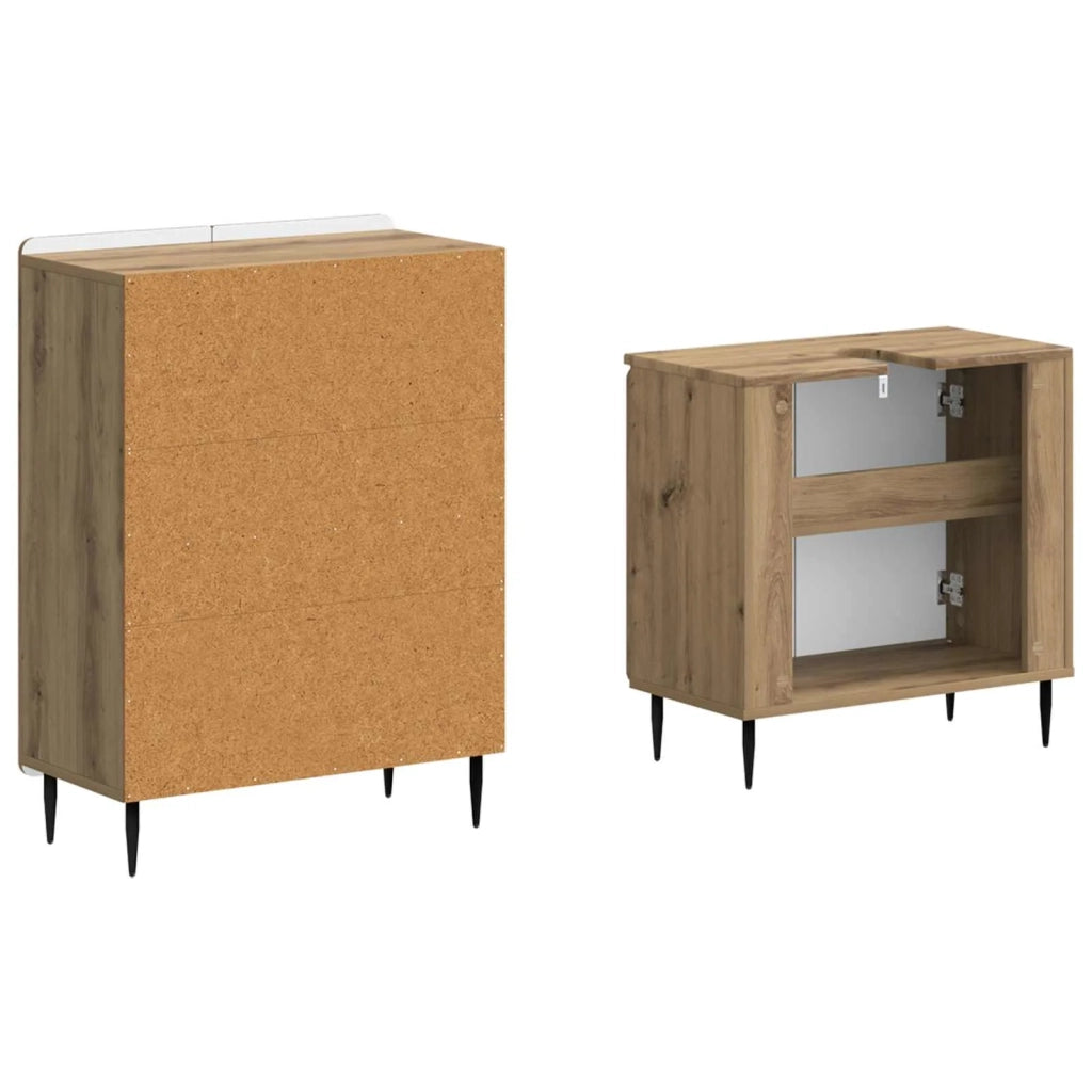 Set di Armadi da Bagno da 2 Pezzi ZWOLLE Rovere Artigianale 3417602
