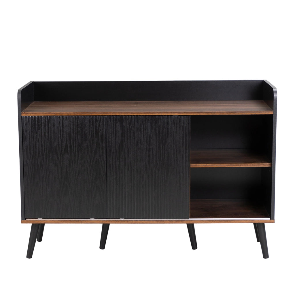 Credenza e Madia con 2 Ante Scorrevoli; 3 Cassetti; Ripiani Regolabili; Stile Moderno; in Pannelli di Particelle; 117;5??40??80 cm; Nero