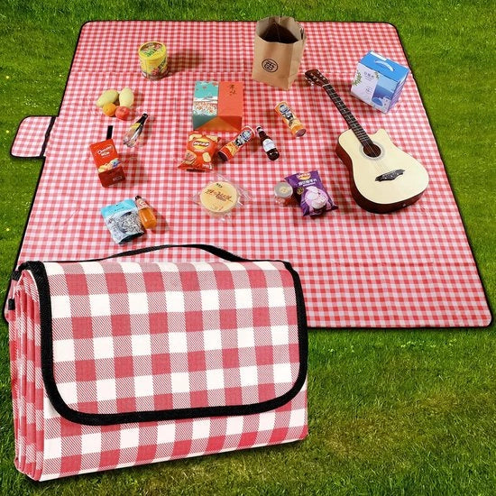 Tenda da picnic - impermeabile e lavabile - 200 cm x 300 cm - a righe rosse