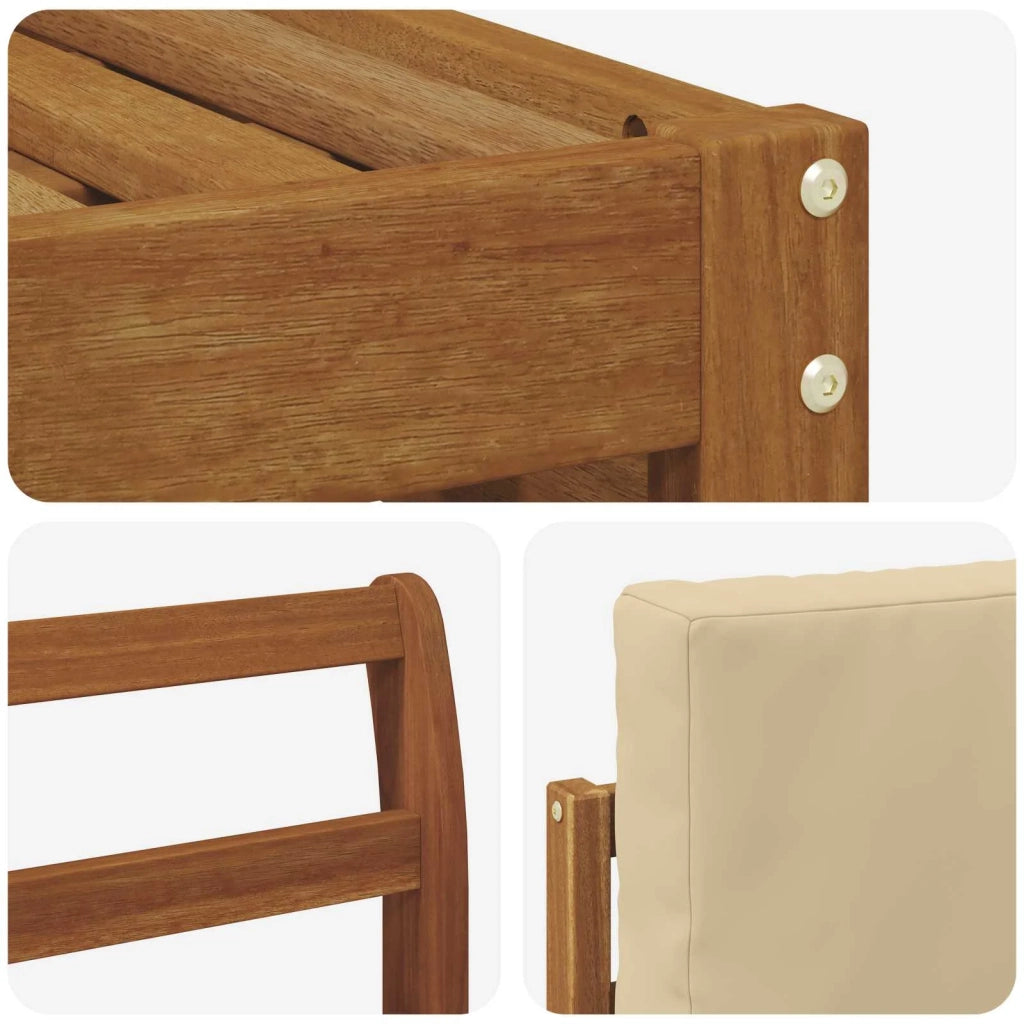 Set divani 5 pcs Naturale e Beige Legno di Acacia Massello 3374653