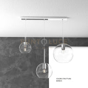 SOSP. BIANCO RETTANGOLARE 3 LUCI VETRI (1 X GRANDE+ 1 X MEDIO+ 1 X PICCOLO)TUTTI TRASPARENTE 1155BI-S3 RMIX-TR