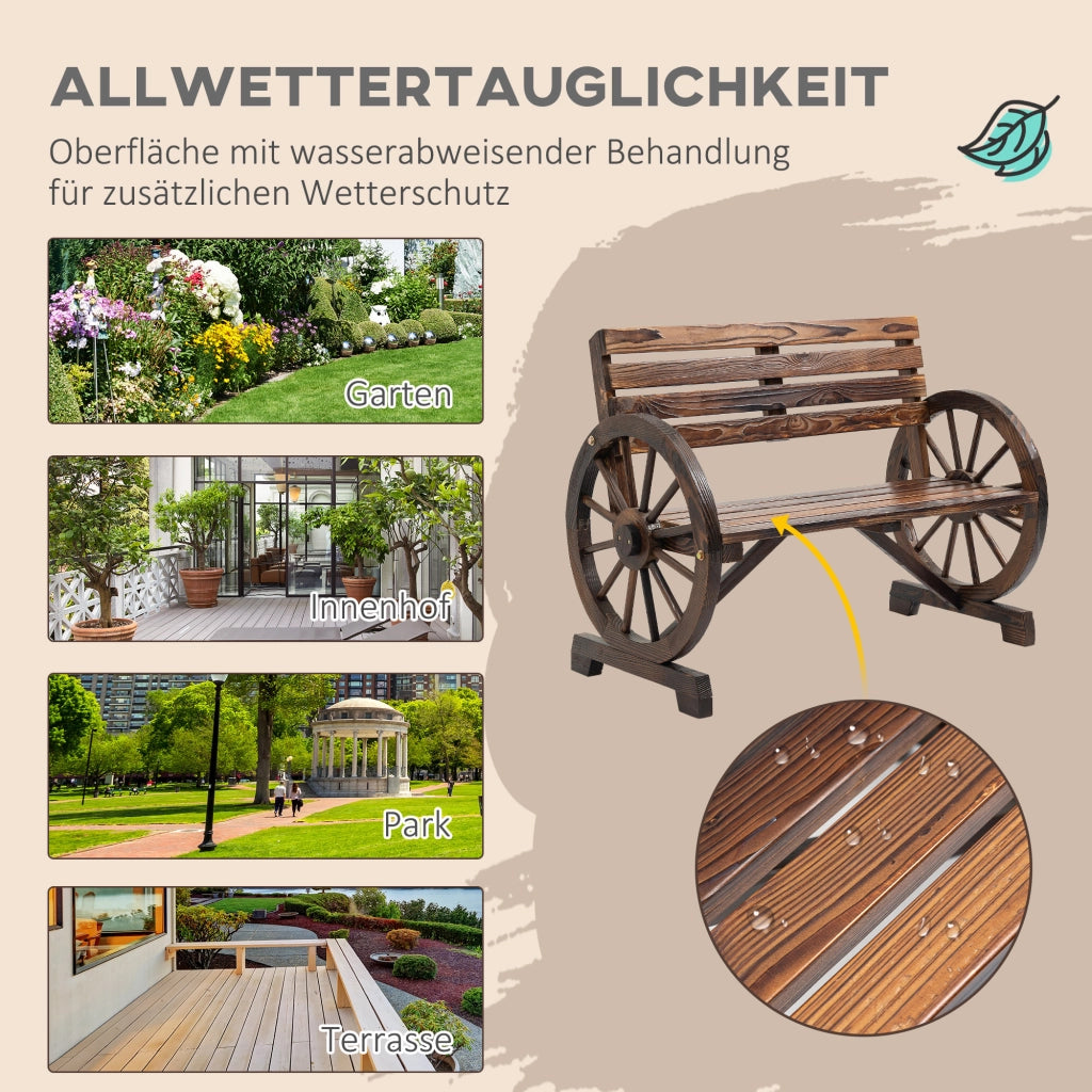 PANCA da giardino 2 posti stile rustico 105,5x56x79 cm legno marrone