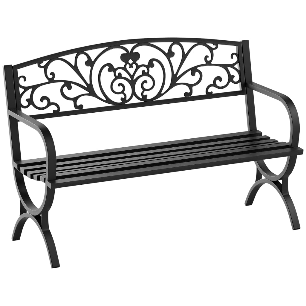 Panca Panchina da Giardino Esterno Metallo, Ghisa 127 ¡Á 60 ¡Á 85cm Nero