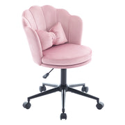 sedia da ufficio girevole regolabile in altezza con cuscino lombare e ruote in velluto rosa 55 Ã— 62 Ã— 73-83 cm