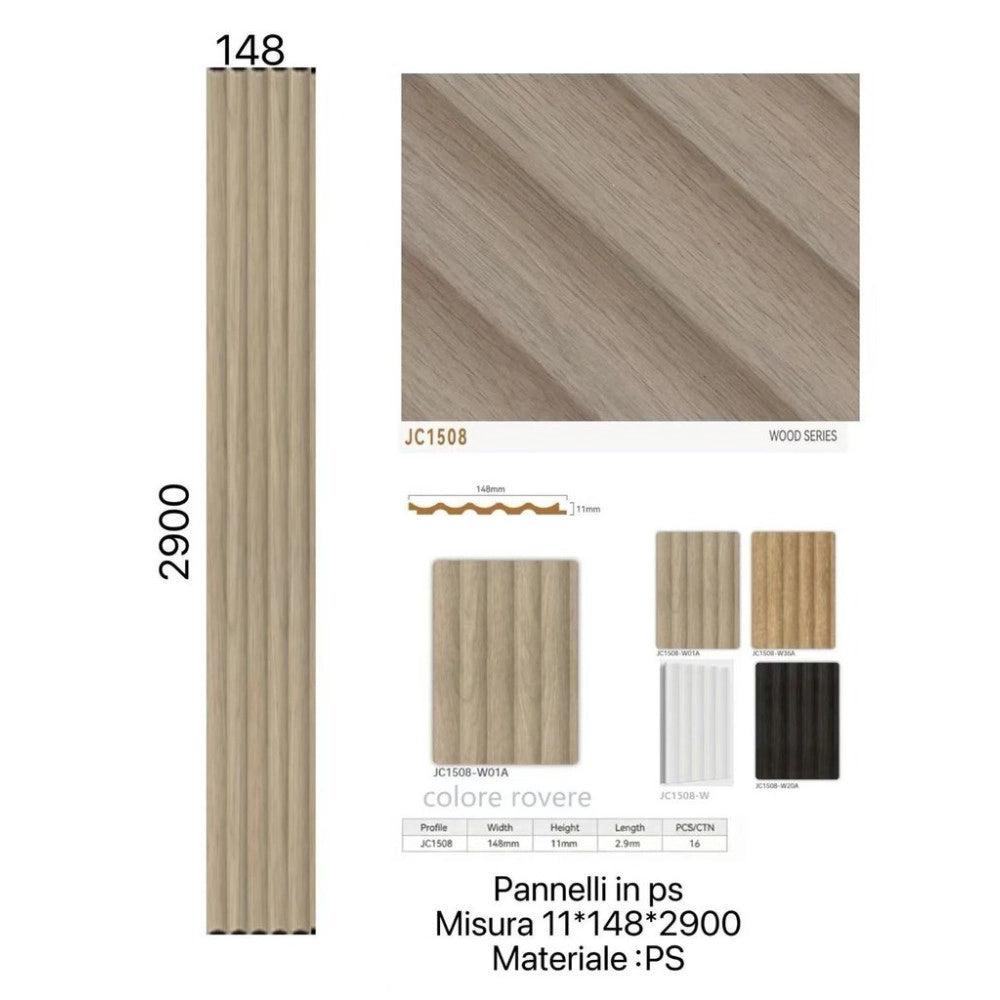 Trade Shop - Pannello Decorativo 3d Effetto Rovere 148x290 Cm Rivestimento Parete In Ps -