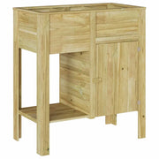 Fioriere | Cassetta per fiori | Vaso Alto con lo scaffale Marrone Legno di pino impregnato