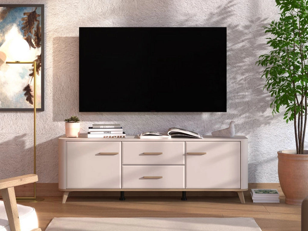 Terento, Mobile Porta tv 2 Cassetti, 154x40x52.5h cm Beige