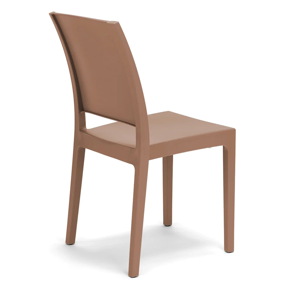 Sedia in polipropilene FLORA, 100% MADE IN ITALY, impilabile, resistente ai raggi UV, design moderno, ideale per sala da pranzo, cucina, sala d’attesa, bar, ristoranti o giardino, colore Terracotta