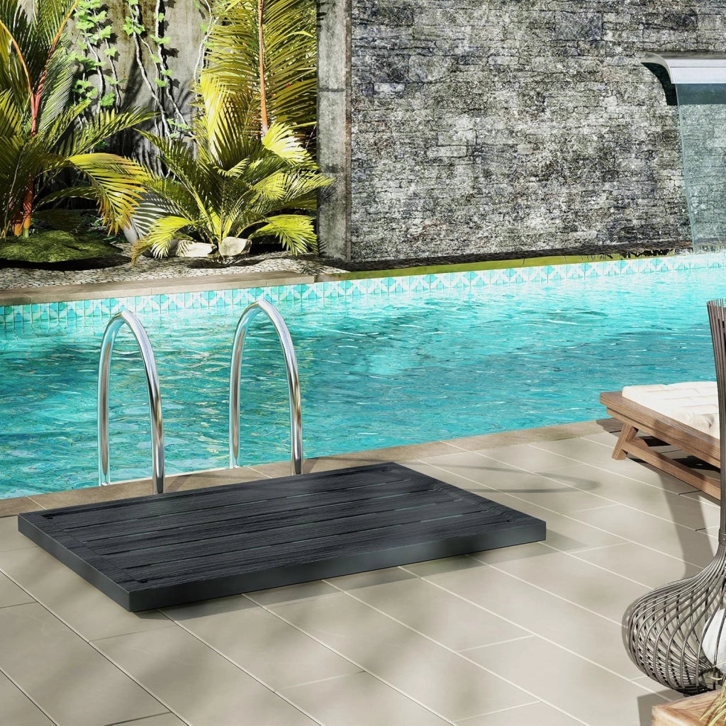 Elemento da pavimento in plastica per doccia solare, doccia da giardino, doccia esterna, antiscivolo, protezione UV, per doccia da piscina, scala per piscina, 100 x 65 x 4 cm