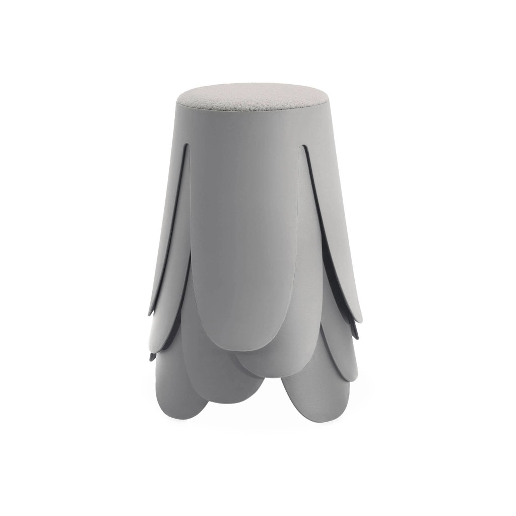 Set 4 sgabelli impilabili in bouclé, grigio chiaro