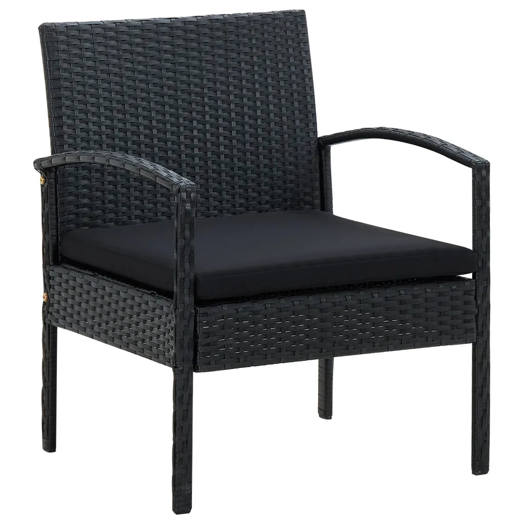 Sedia da Giardino con Cuscino in Polyrattan Nero cod mxl 22962