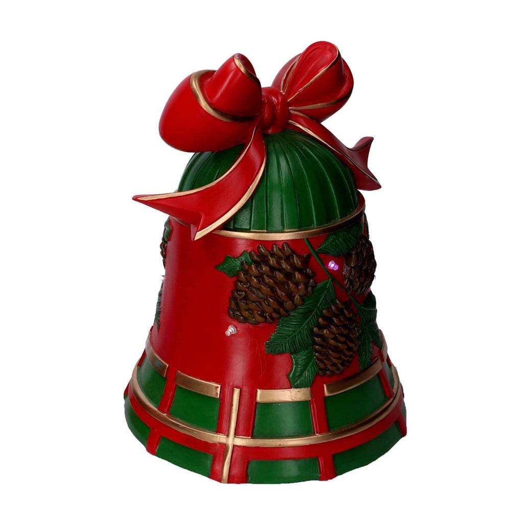 Campana resina pigne rosso e verde con led cm 25x24xh33