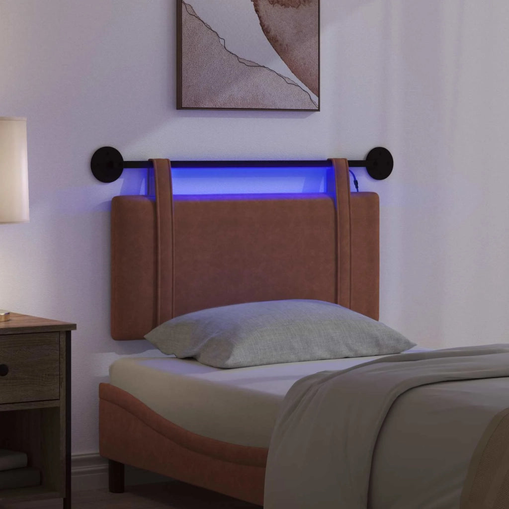 Testiera | Testata sospesa Con luce LED Marrone PU Antico