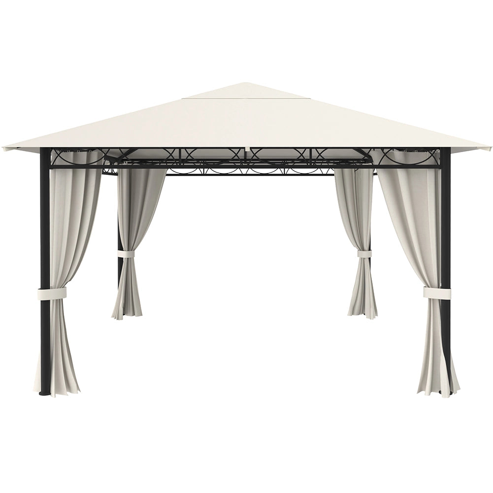 Gazebo 3x3 Metri Robusto Impermeabile Struttura in Ferro Telo Chiusura Zip Beige