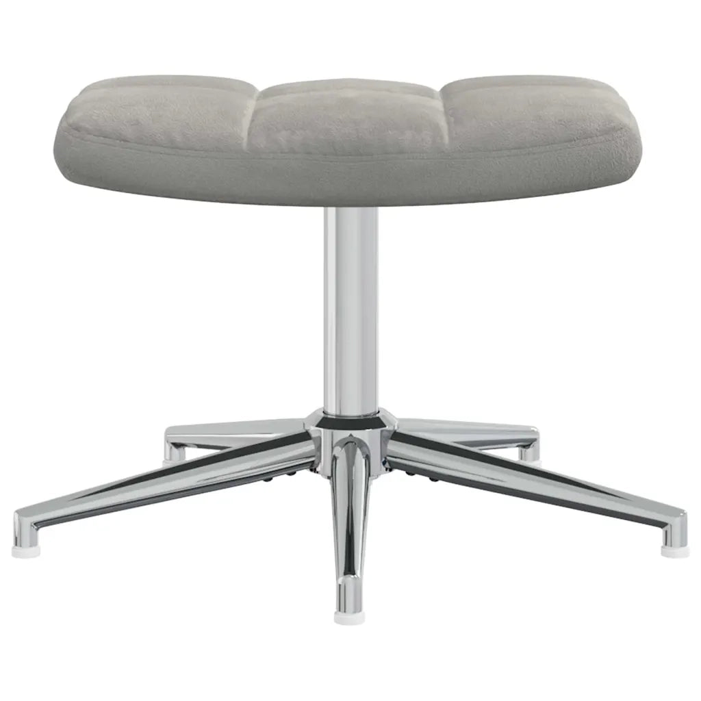 Divano Sedia-Poltrona Relax con Poggiapiedi Grigio Chiaro in Velluto 106126