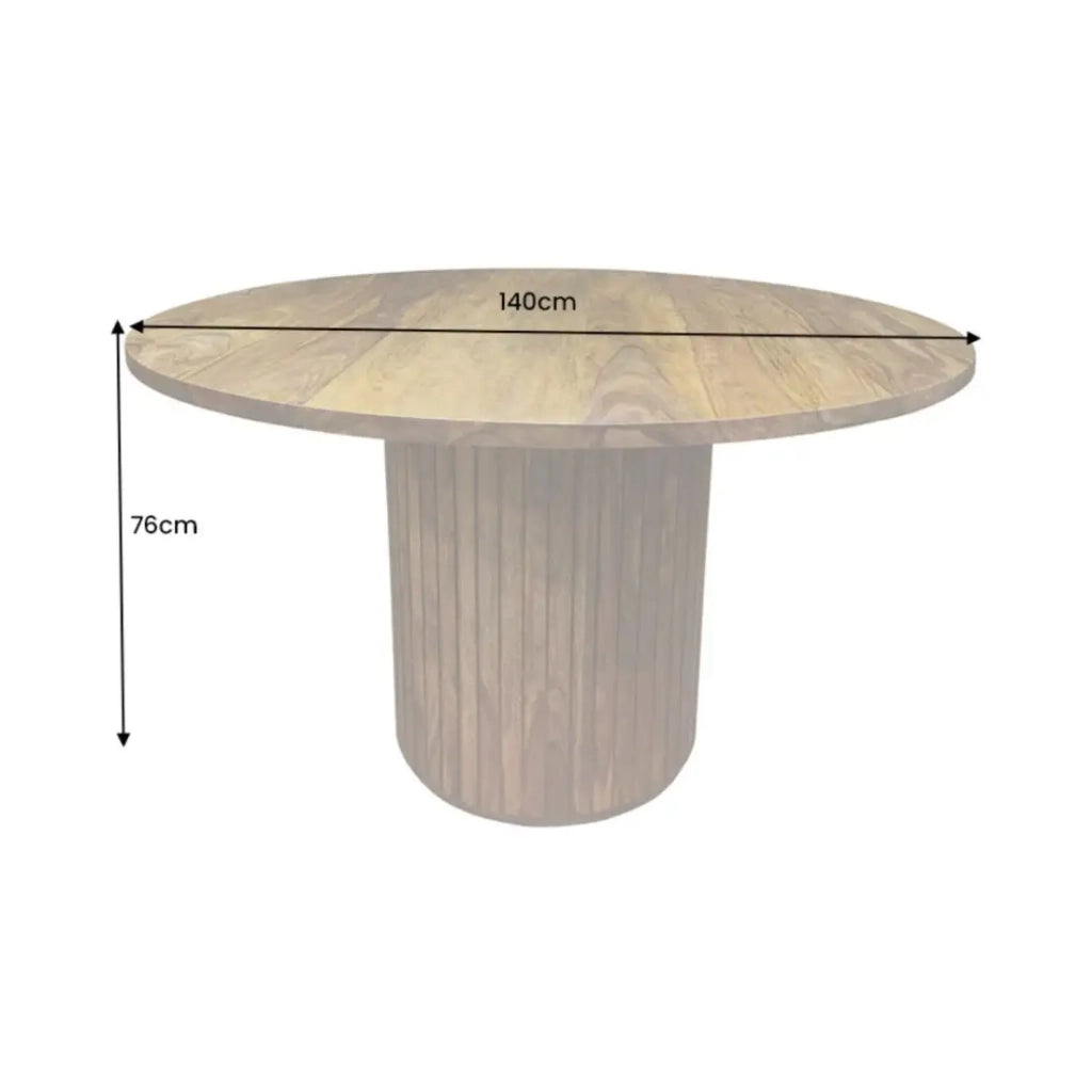 Tavolo da pranzo YONA rotondo 140 cm – Tavolo rustico in legno massello di sheesham