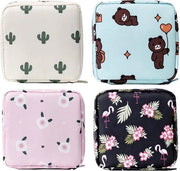 Set di 4 contenitori di stoccaggio per tamponi, sacchetti di igiene per le donne con chiusura a zip, contenitore per tamponi portatile, organizzatore, grande capacità, 12 x 12 cm