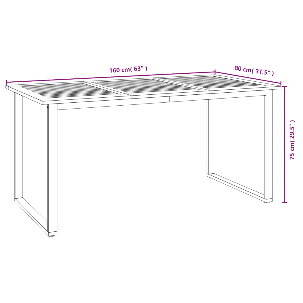 Set Pranzo da Giardino 5 pz Legno Massello di Acacia e Metallo