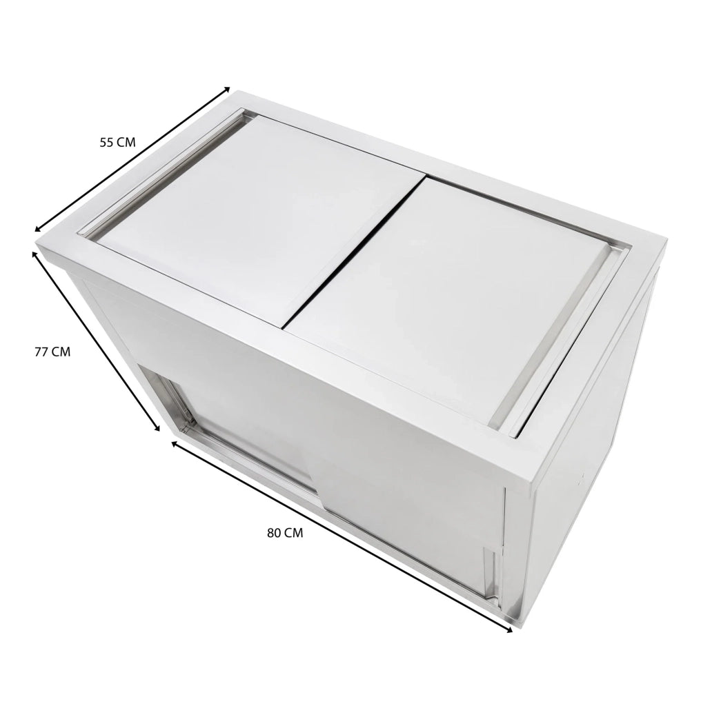 Carrello Portaghiaccio Mobile 86L con Ruote 80cm Coperchio Diviso e Vano