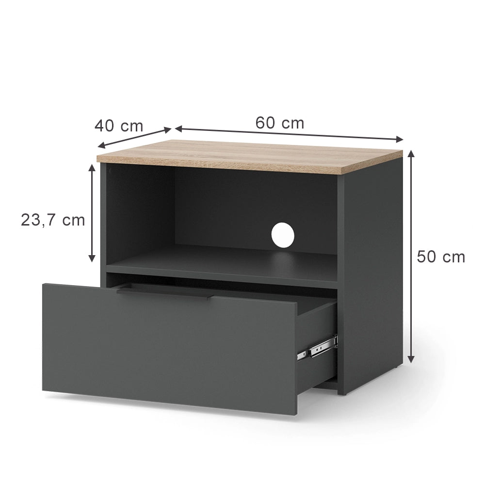 Vicco Mobile tv Antracite/Sonoma 60 x 50 cm con cassetto
