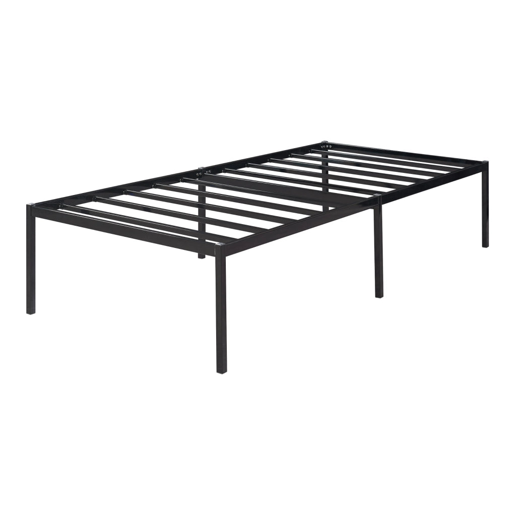 Struttura Letto Singolo Vårdö 90 x 200 cm in Acciaio Nero [en.casa]