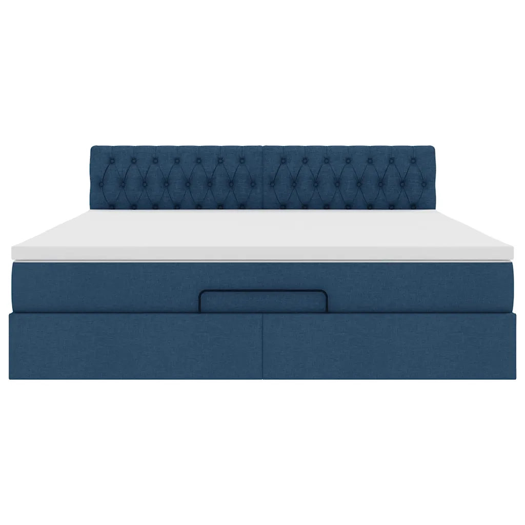 Pouf Letto con Materasso e LED Blu 180x200cm in Tessuto 3312415