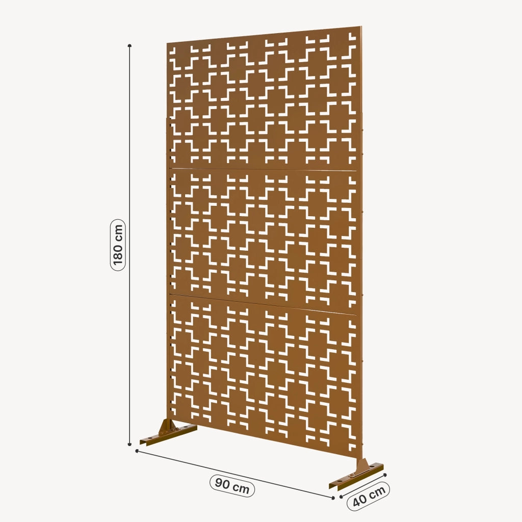 Pannello Divisorio Basciano Struttura Traforata in Acciaio 180 x 90 cm - Marrone casa.pro