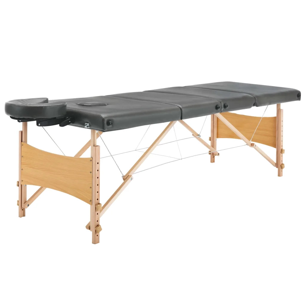 Lettino da Massaggio 4 Zone Telaio in Legno Antracite 186x68cm cod mxl 65827