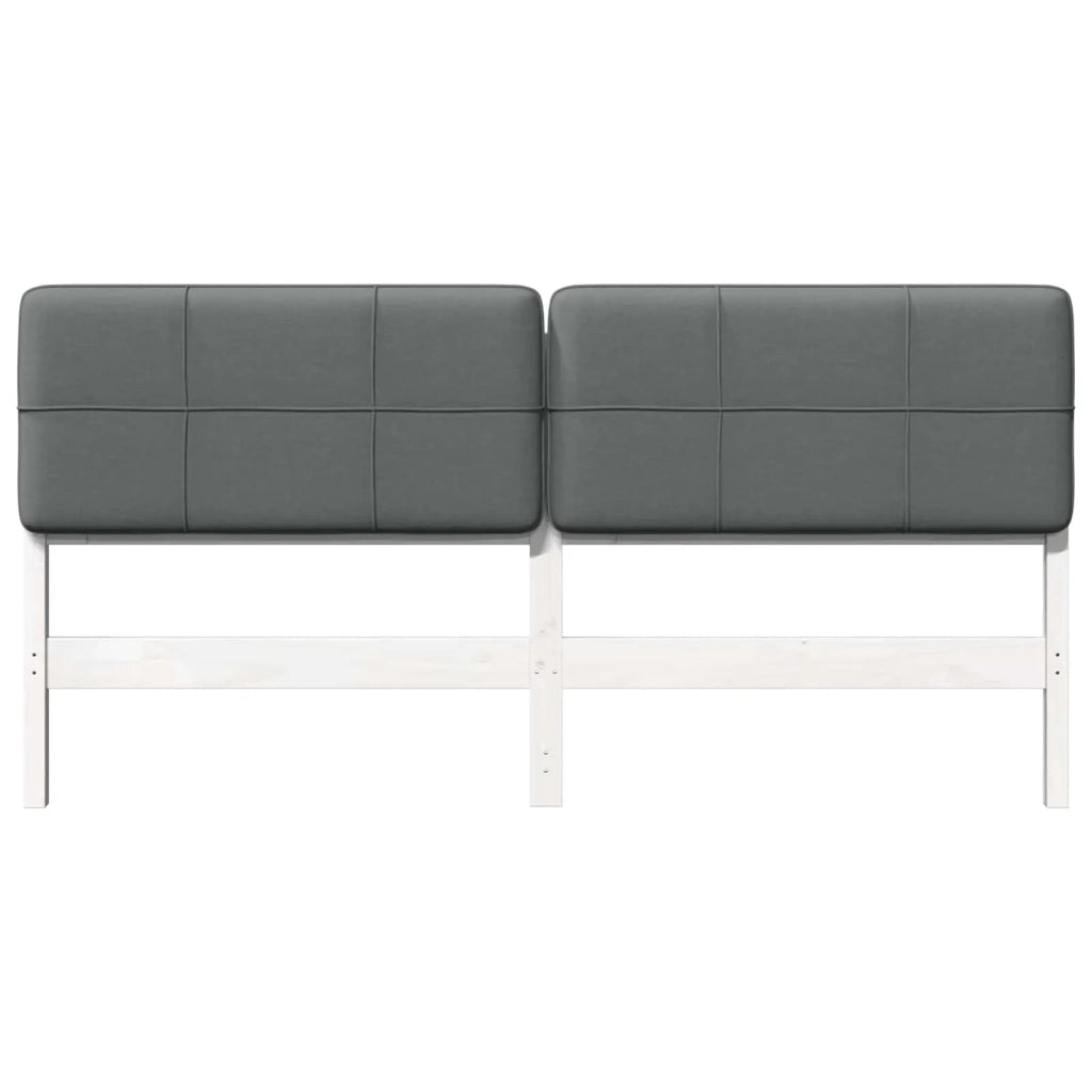 Testiera imbottita Bianco e grigio chiaro 180 cm Pino massello