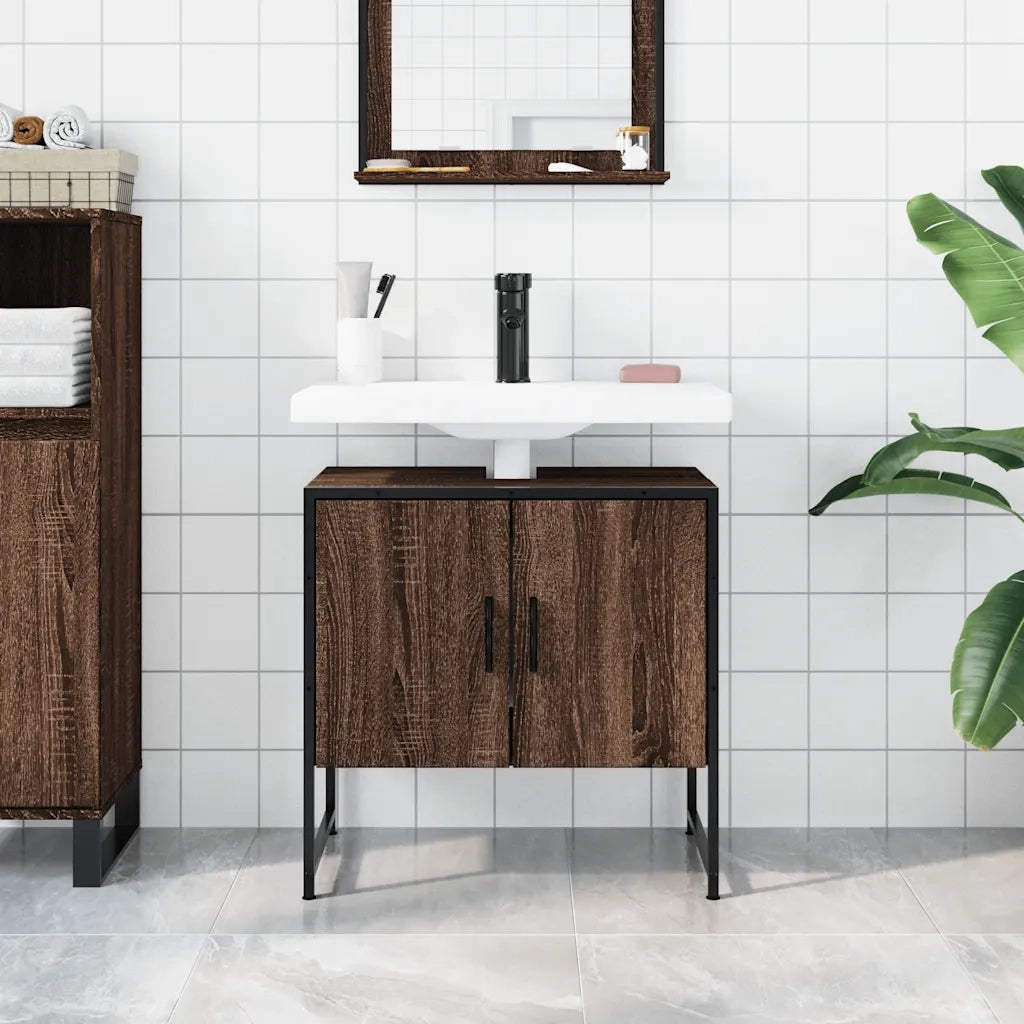 Mobile Lavabo Bagno-Armadietto da bagno Rovere Marrone 60x33x60cm Legno Multistrato