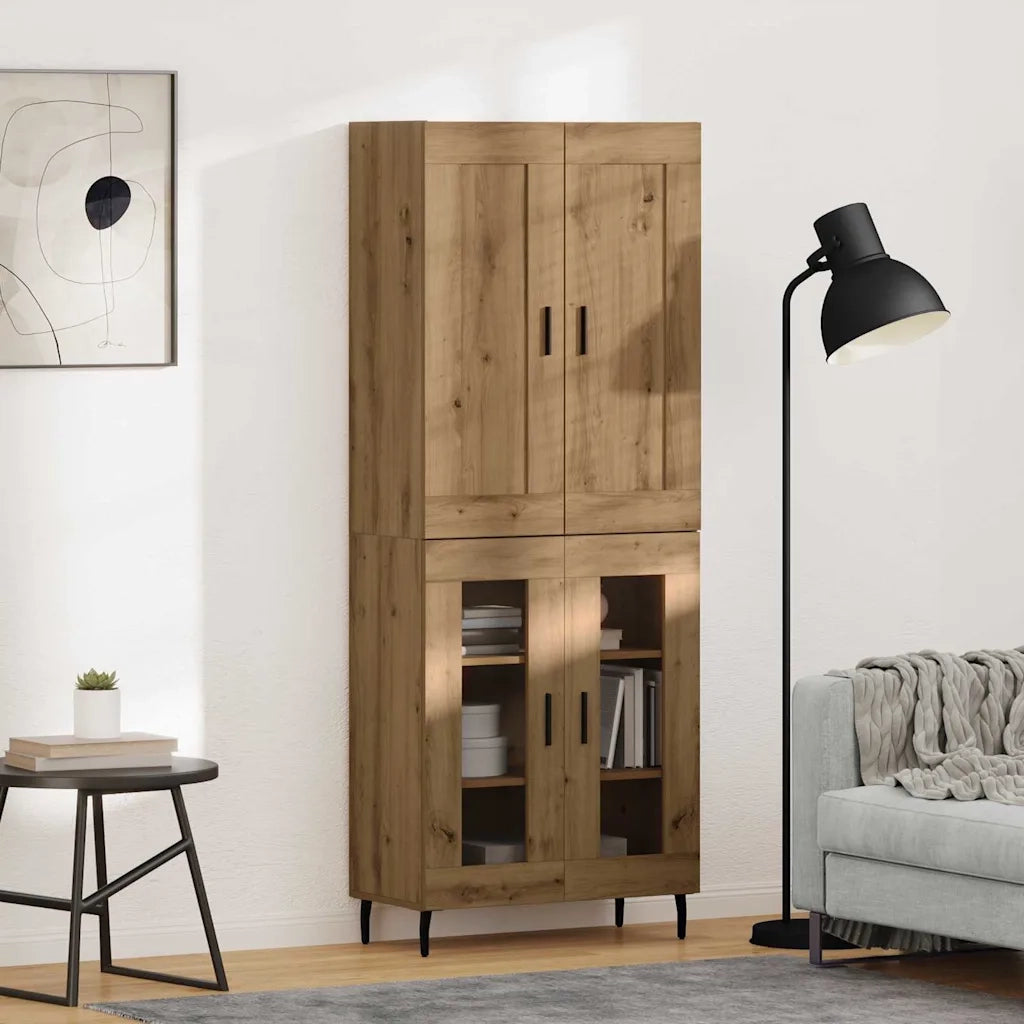 Credenza 2 pz-Set di 2 Buffet-Armadio da cucina Rovere artigianale Legno Stratificato e Vetro 281355