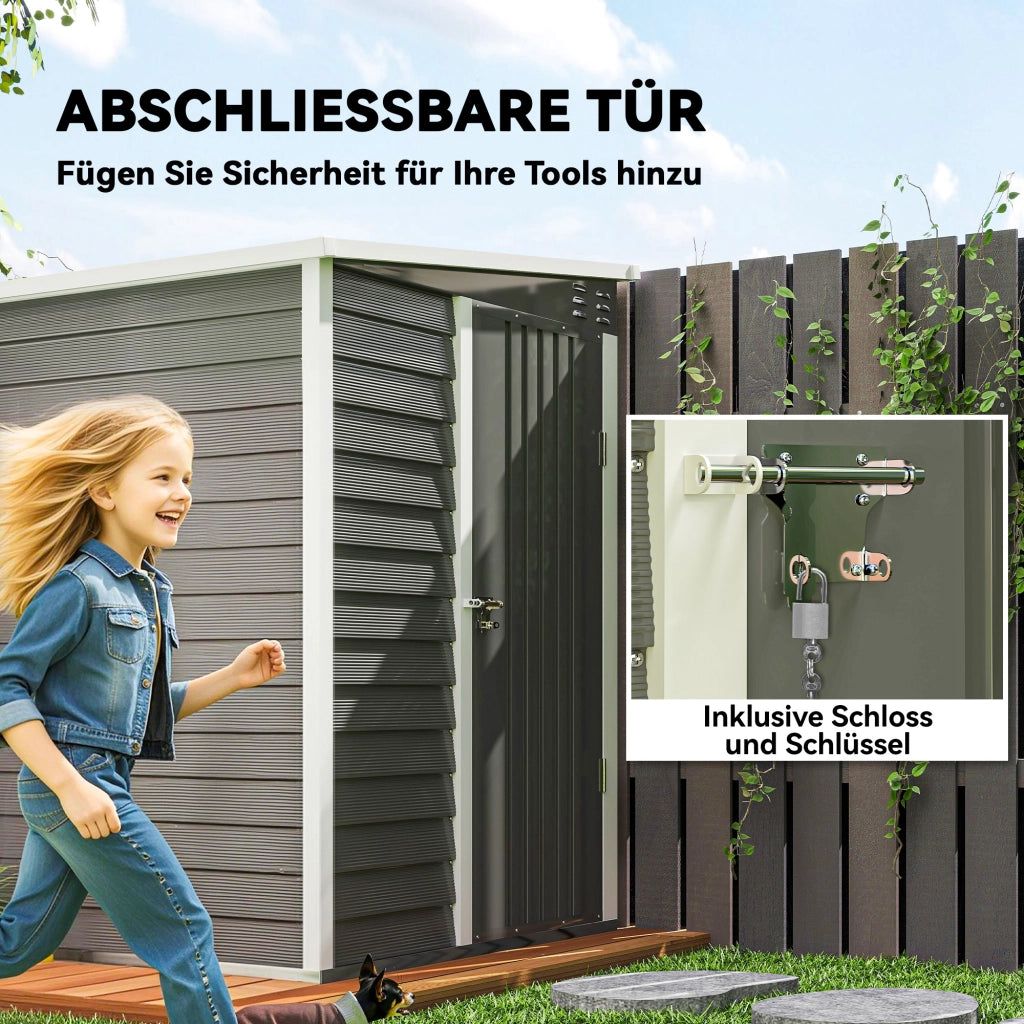 Capanno da Giardino in Metallo ¨C Zephmum ¨C Grigio 142x184x165/181 cm