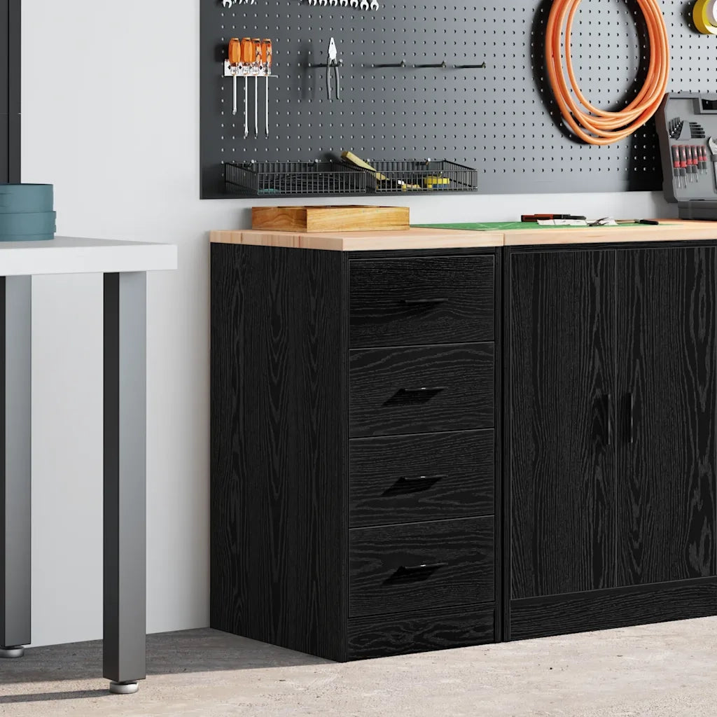 Armadietto da Garage Nero 40x51x85 cm in Legno Massello di Pino 860590