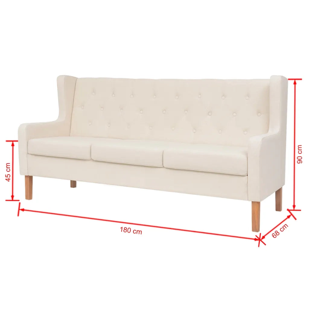 Divano | Divano da soggiorno | Sofa a 3 Posti in Tessuto Bianco Crema