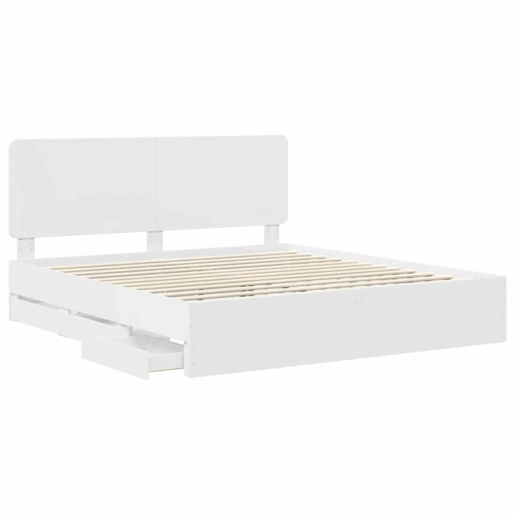 Struttura del letto Bianco 200 x 200 cm Legno Ingegnerizzato