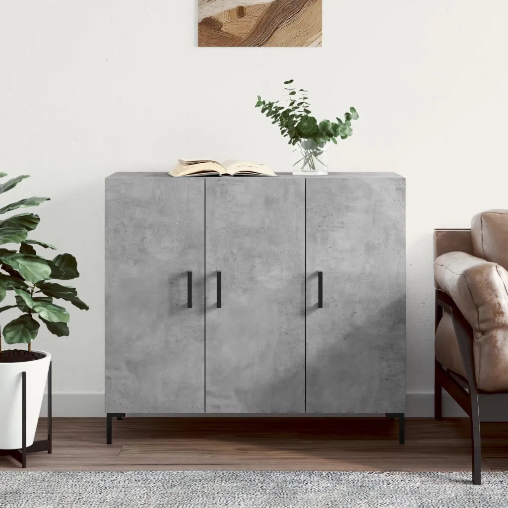 Credenza | Madia | Buffet da pranzo | Armadio da pranzo Grigio Cemento 90x34x80 cm in Legno Multistrato