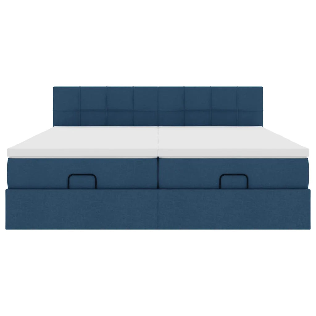 Struttura Letto Pouf con Materassi Blu 180x200cm in Tessuto 3312849
