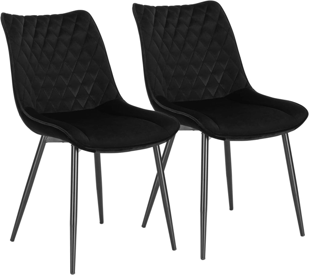 set di 2 sedie cucina moderne sedie imbottite Adatte per Sala da Pranzo, Soggiorno, Camera da Letto Estetica in Tessuto di velluto Nero Metallo BH209sz-2