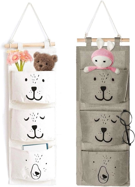 Organizzatore per parete appoggiabile per bambini - Set da 2 - 3 contenitori - Ripiegabile - Adatto per camera da bambini e da bambini