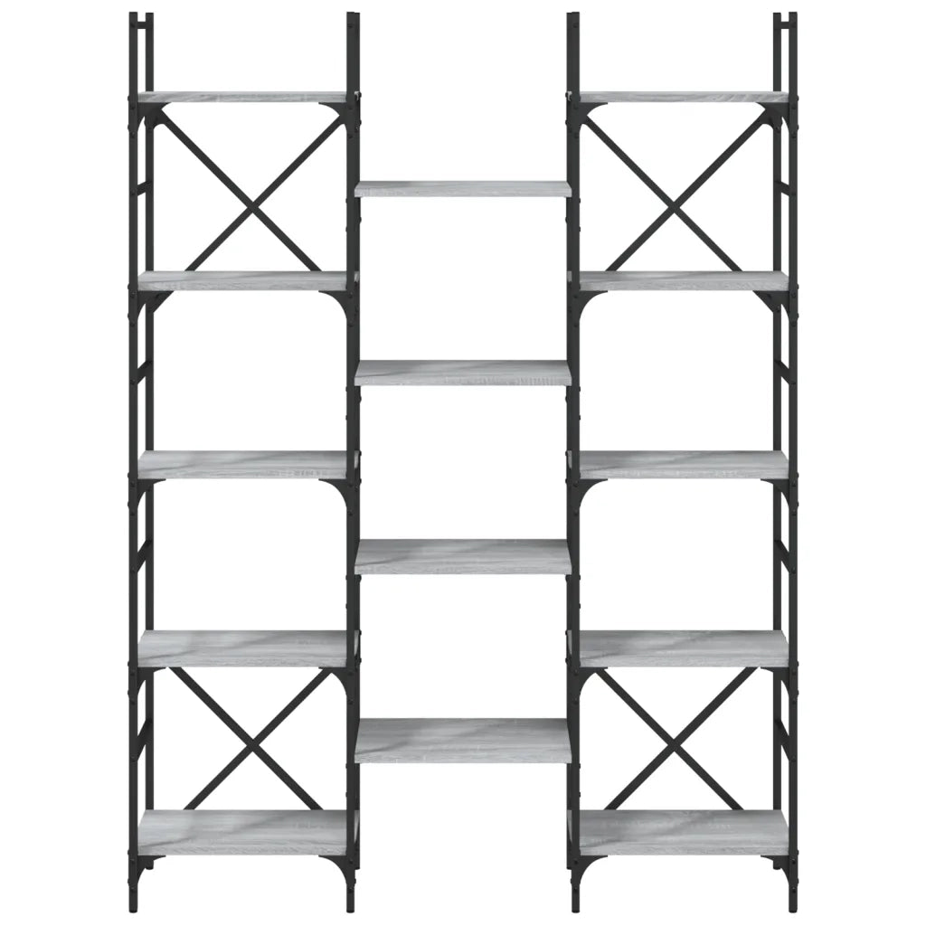 Libreria-Scaffale per Libri-Mobile di Stoccaggio Grigio Sonoma 127,5x28,5x172,5 cm in Legno Multistrato