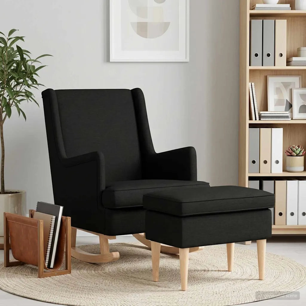 Poltrona con Ottomano 2 pz Nero Tessuto 3418854