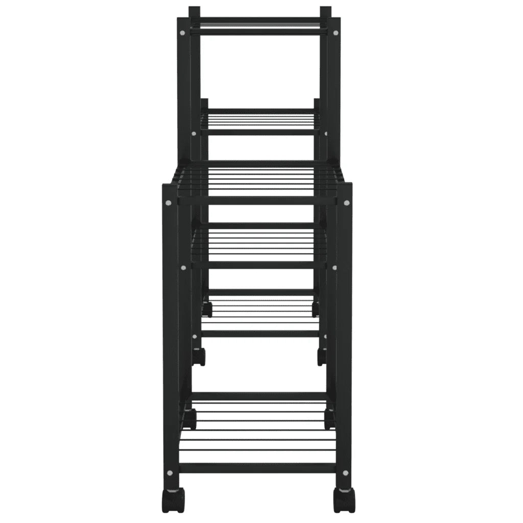 Fioriera su ruote per spostare piante 83 x 25 x 63,5 cm ferro nero 02_0047092