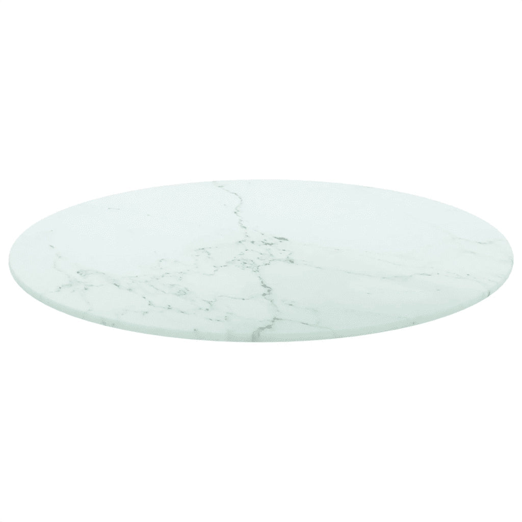 Piano per Tavolo | Superficie Tavolo | Piano Scrivania Bianco ?50x0,8 cm Vetro Temperato Design Marmo