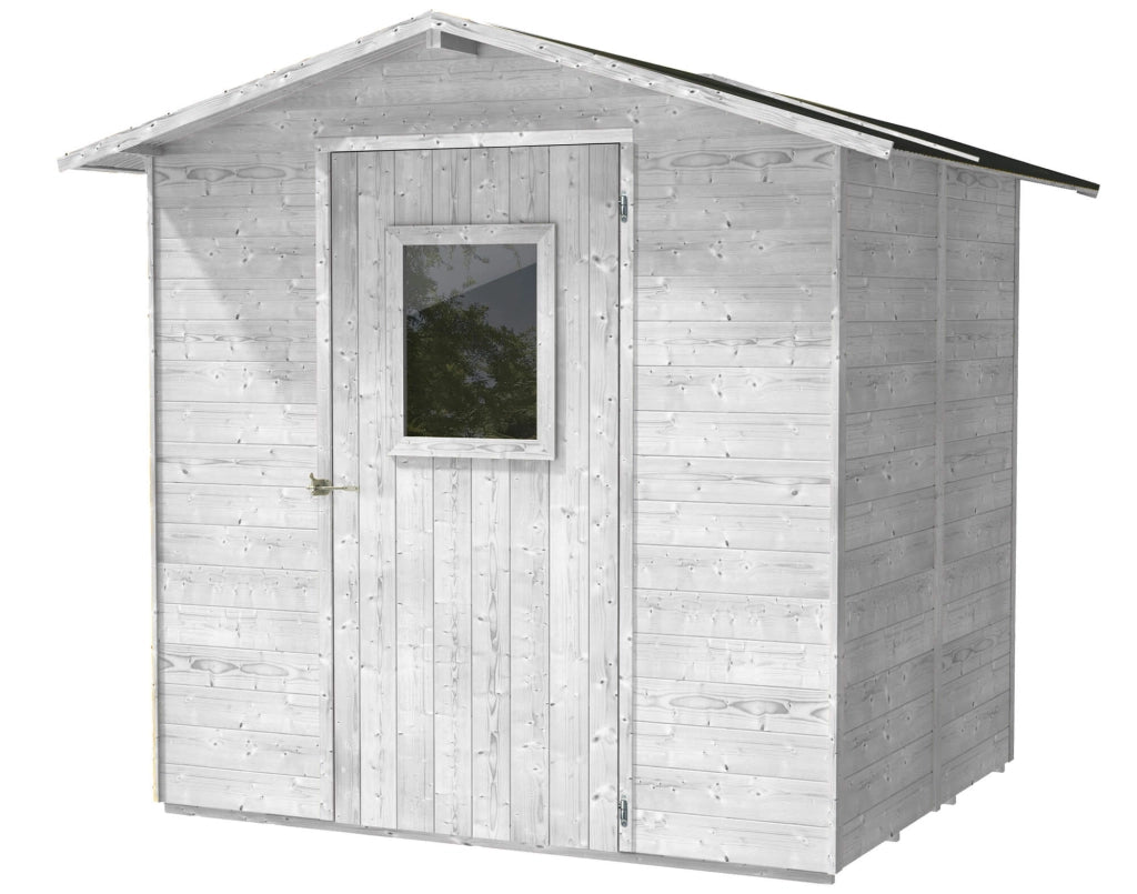 Casette Box da Giardino in Legno Porta Utensili 200x245x214 cm con Porta e Finestra Ecla Bianca