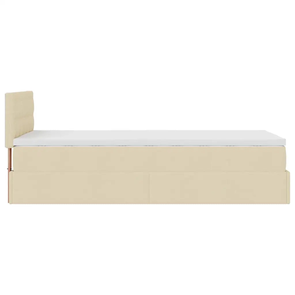 vidaXL Struttura Letto Pouf con Materasso Crema 90x190 cm in Tessuto