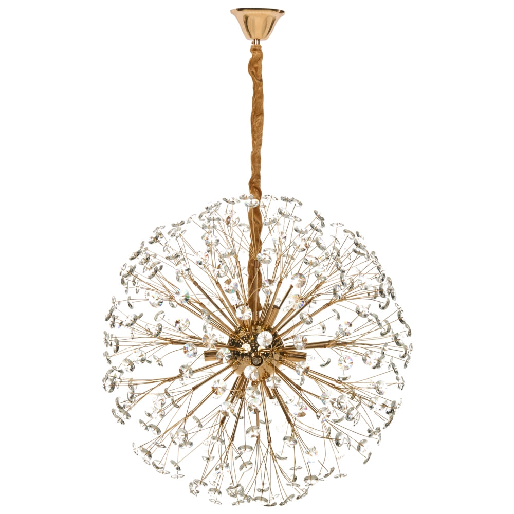 Lampadario in ottone, metallo e cristalli di vetro ⌀ 60 cm Lampada a sospensione stile glamour