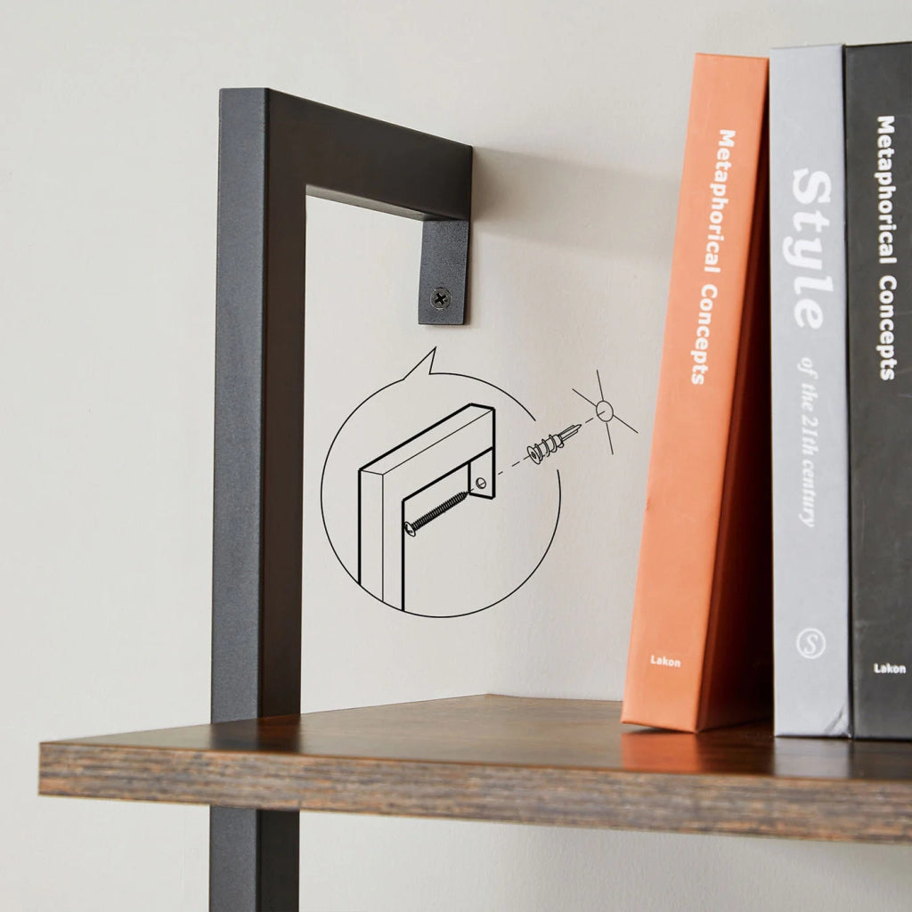 Libreria a 6 ripiani mobiletto portaoggetti per libri e decorazioni in soggiorno ufficio camera da letto 60 x 30 x 2048 cm stile industriale marrone 12_0005737