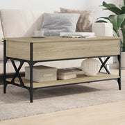 Tavolino Salotto-Tavolino da soggiorno-Tavolo Rovere Sonoma 100x50x50 cm Multistrato Metallo